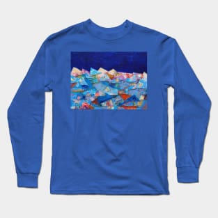 Ice, in shades of blue, pink, gold and red Long Sleeve T-Shirt